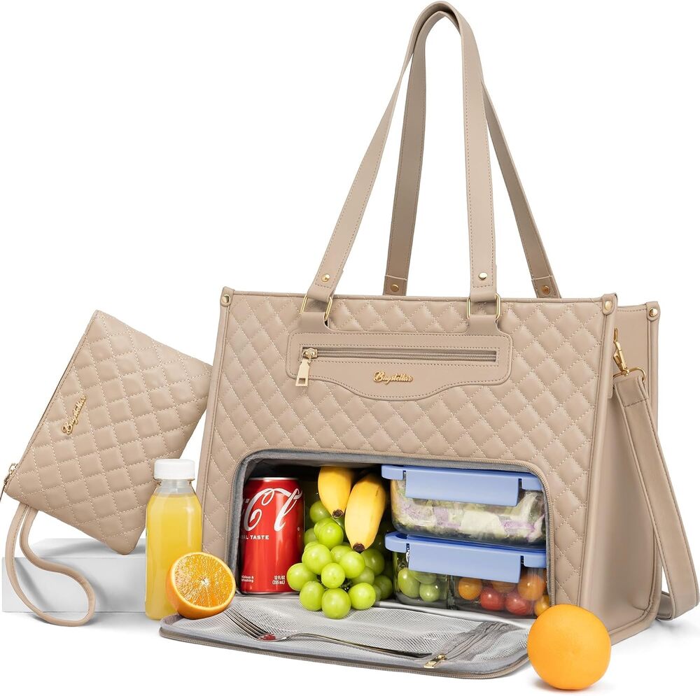 Bagstellar Women’s Lunch Tote Laptop Work Bag Apricot New